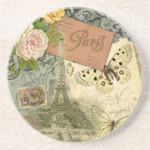 Porta-copos Paris França Antiga Colagem de Trabalho de arte Ei