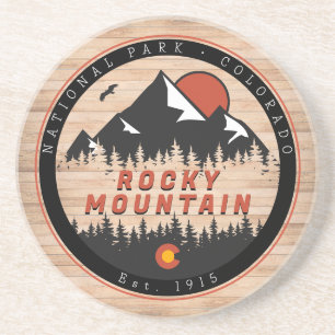 Porta-copos Parque Nacional da Montanha Rochosa Madeira Vintag