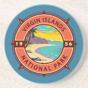 Porta-copos Parque Nacional das Ilhas Virgens - Emblem Retro C