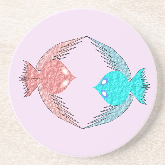 Porta-copos Pássaros de Amor, Rosa e Azul (Frente)