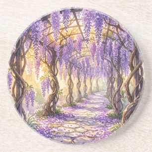 Porta-copos Passeio do Jardim de Wisteria Floral em Aquarela P