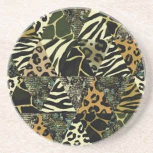 Porta-copos Patchwork Safari: Watercolor Animal Print.