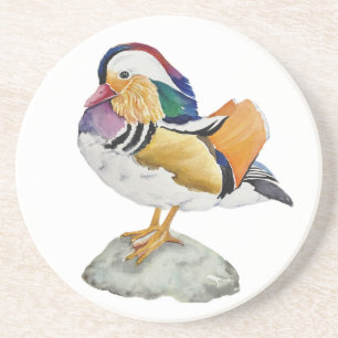 Porta-copos Pato-mandarim em aquarela