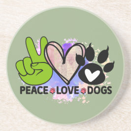 Porta-copos Peace Love Dogs Coaster – Boho Pet Lover Gift