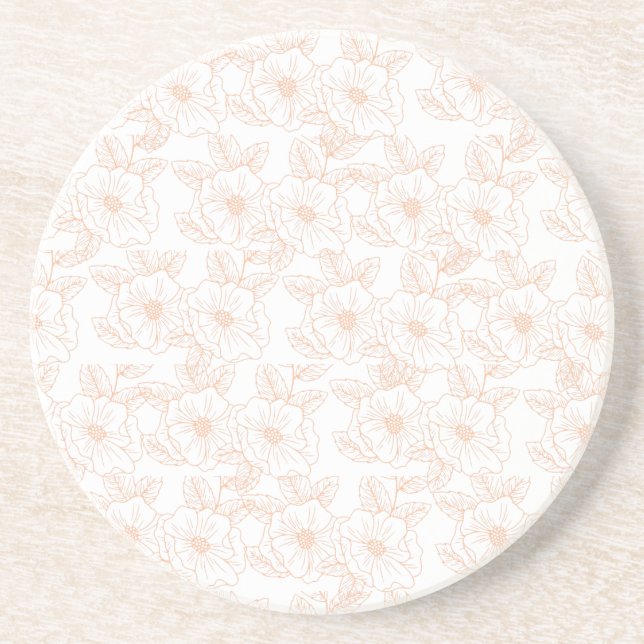 Porta-copos Peach Fuzz Padrão Minimalista de Flor de Cor de Te (Frente)