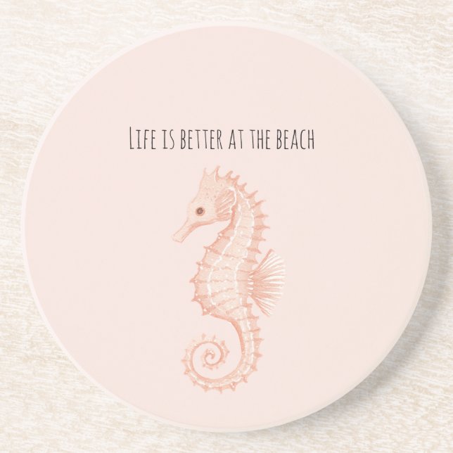 Porta-copos Peach Seahorse Better at Beach (Frente)