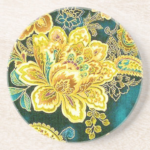 Porta-copos Peacock Dourado Vintage Paisley Floral Fine Art