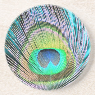 Porta-copos Peacock Feather em Turquoise