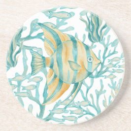 Porta-copos Peixe-anjo Azul-água Tinta àgua Peixe