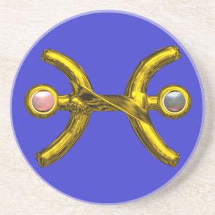 Porta-copos PEIXES DOURADOS ZODIAC BIRTHDAY JEWEL, Pérolas Azu