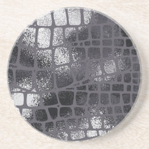 Porta-copos Pele Preta Metálica de Cobra: Textura Elegante