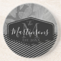 Penas Chic com Família de Stripes de Prata Monogra