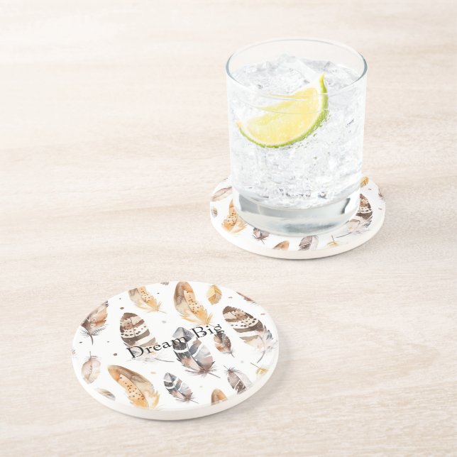 Porta-copos Penas Nativas de Cream Brown (Lateral)