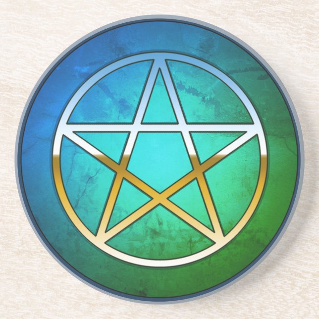 Porta-copos Pentacle on Blue-Green Background (Frente)