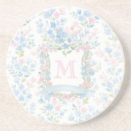 Porta-copos Pente de Pedra com Monograma Floral Personalizado