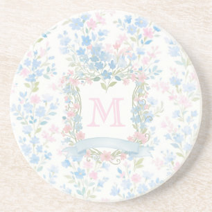 Porta-copos Pente de Pedra com Monograma Floral Personalizado