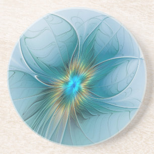 Porta-copos Pequena Bela Moderna Flor de Arte Fractal Azul Dou