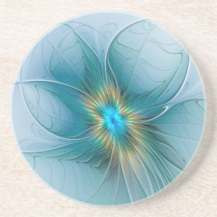 Porta-copos Pequena Bela Moderna Flor de Arte Fractal Azul Dou