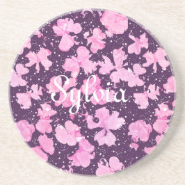 Porta-copos Pérolas de Flor de Pintura, Acrínicas, Rosa