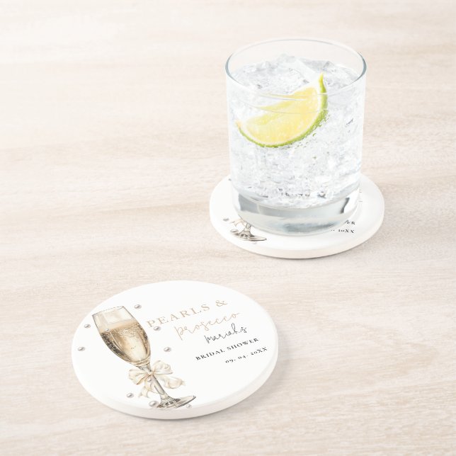 Porta-copos Pérolas & Prosecco  Chás de noiva (Lateral)