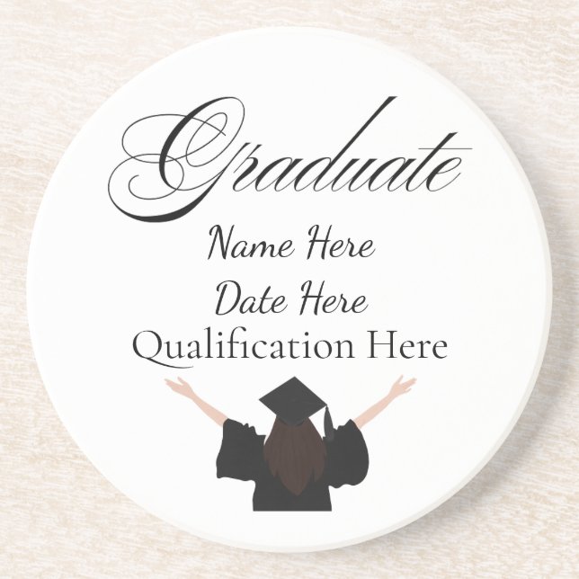 Porta-copos Personalised Graduation Name, Custom Gift for her (Frente)