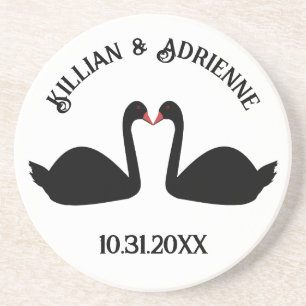Porta-copos Personalização de Swans Negros Beijando Casamento 