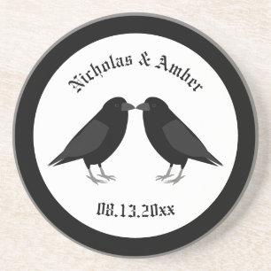 Porta-copos Personalização do Casamento Gótico Beijando Ravens