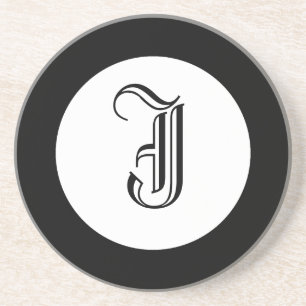 Porta copos personalizada de monograma branco e pr