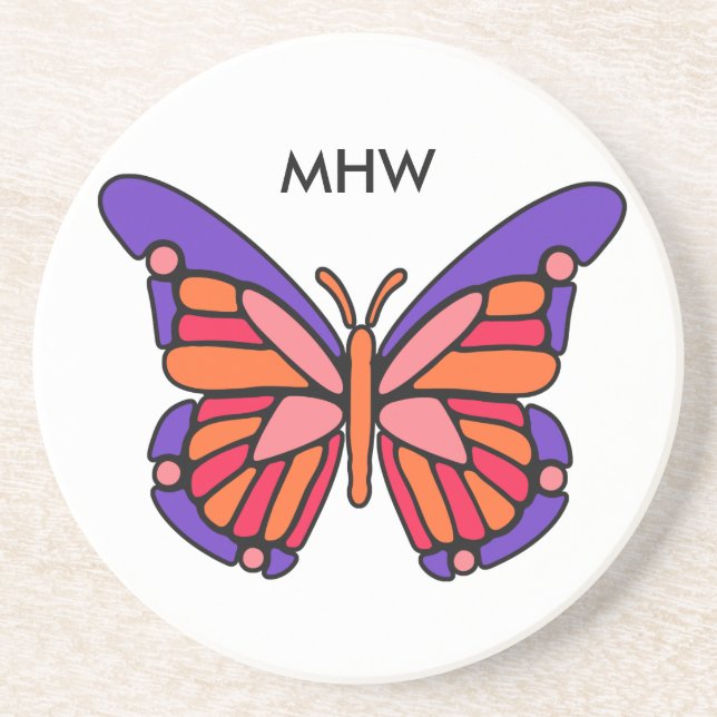 Porta copos personalizada de monograma da Borbolet (Frente)