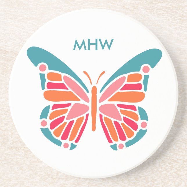 Porta copos personalizada de monograma da Borbolet (Frente)