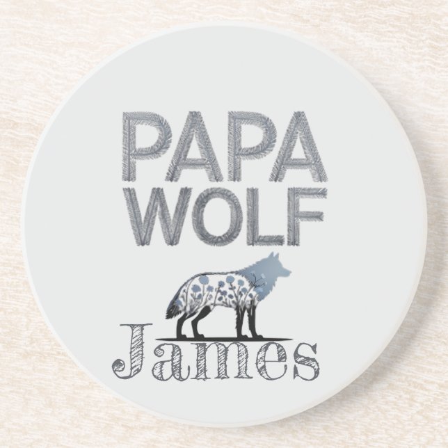 Porta-copos Personalizado Papa Wolf Nature Silhouette (Frente)