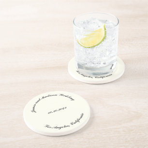 Porta-copos Personalizar Nome, data casamento de marfim preto