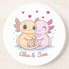 Porta-copos Personalized Axolotl Valentine Sandstone Coaster