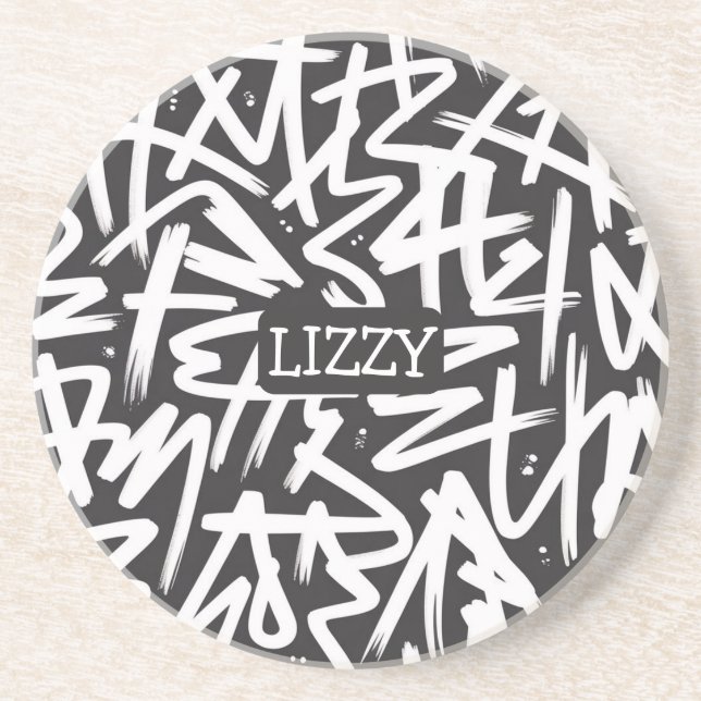 Porta-copos Personalized Graffiti Name Pattern — Custom Urban (Frente)