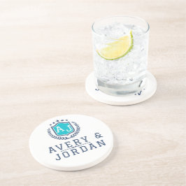 Porta-copos Personalized wite blue Monogram Wedding