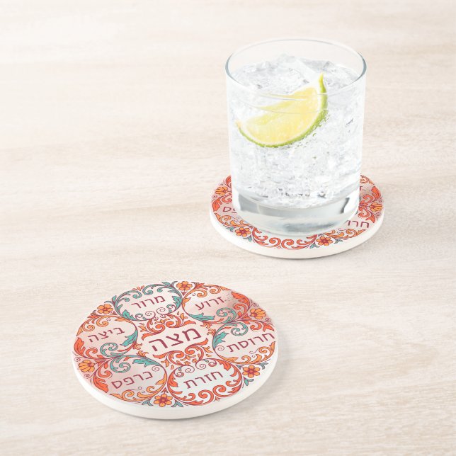 Porta-copos Pesach Seder Plate Hebrew Passover Gift Ke'arah (Lateral)