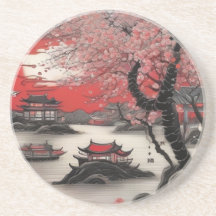 Pincel Oriental Desenhando Cenário Chinês