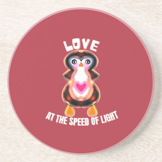 Porta-copos Pinguim Presente Amor à Velocidade da Luz (Frente)