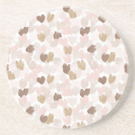 Porta-copos Pink Cream Brown Hearts
