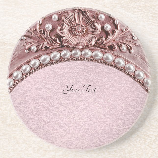 Porta-copos Pink Flower Sandstone Coaster (Frente)