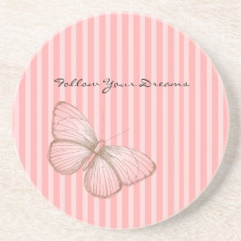 Porta-copos Pink Stripes with Butterfly