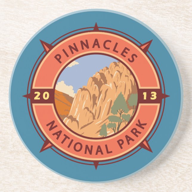 Porta-copos Pinnacle National Park Retro Compass Emblem (Frente)
