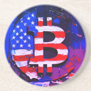 Porta-copos Pintura a óleo Bitcoin América (Estilo: Miami)
