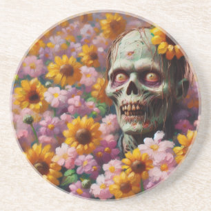 Porta-copos Pintura a óleo de Zombie no Dia das Bruxas de Flor
