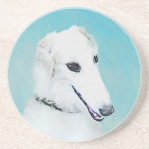 Porta-copos Pintura de Borzoi (branca) - Arte de Cachorro Orig