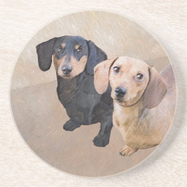 Porta-copos Pintura de Dachshund (Smooth) - Arte de Cão Origin (Frente)