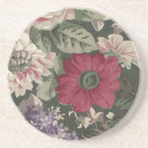 Porta-copos Pintura de flores vintage vermelho rosa azul branc
