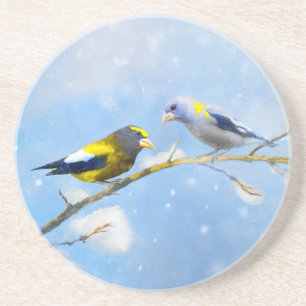 Porta-copos Pintura de Grosbeak Evening - Arte de Cachorro Ori