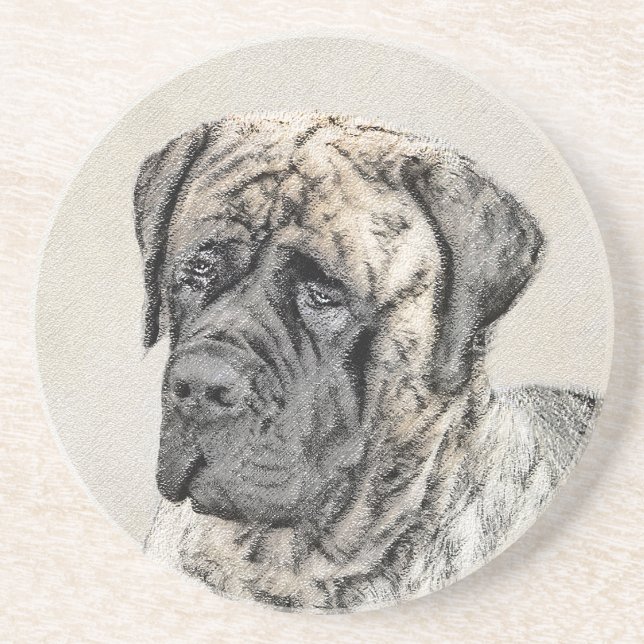 Porta-copos Pintura do Mastiff Inglês (Brindle) - Arte Canina (Frente)