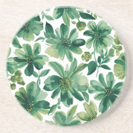 Porta-copos Pintura em Aquarela Botânica Floral Jardim Verde